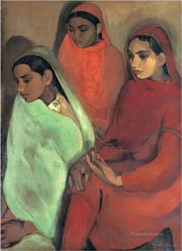 indio Painting - Amrita Sher Gil Grupo de tres chicas indias
